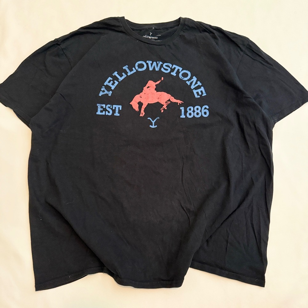 Yellowstone Graphic T-Shirt Mens 2XL Black Short Sleeve Bronco Est 1886 TV Show
